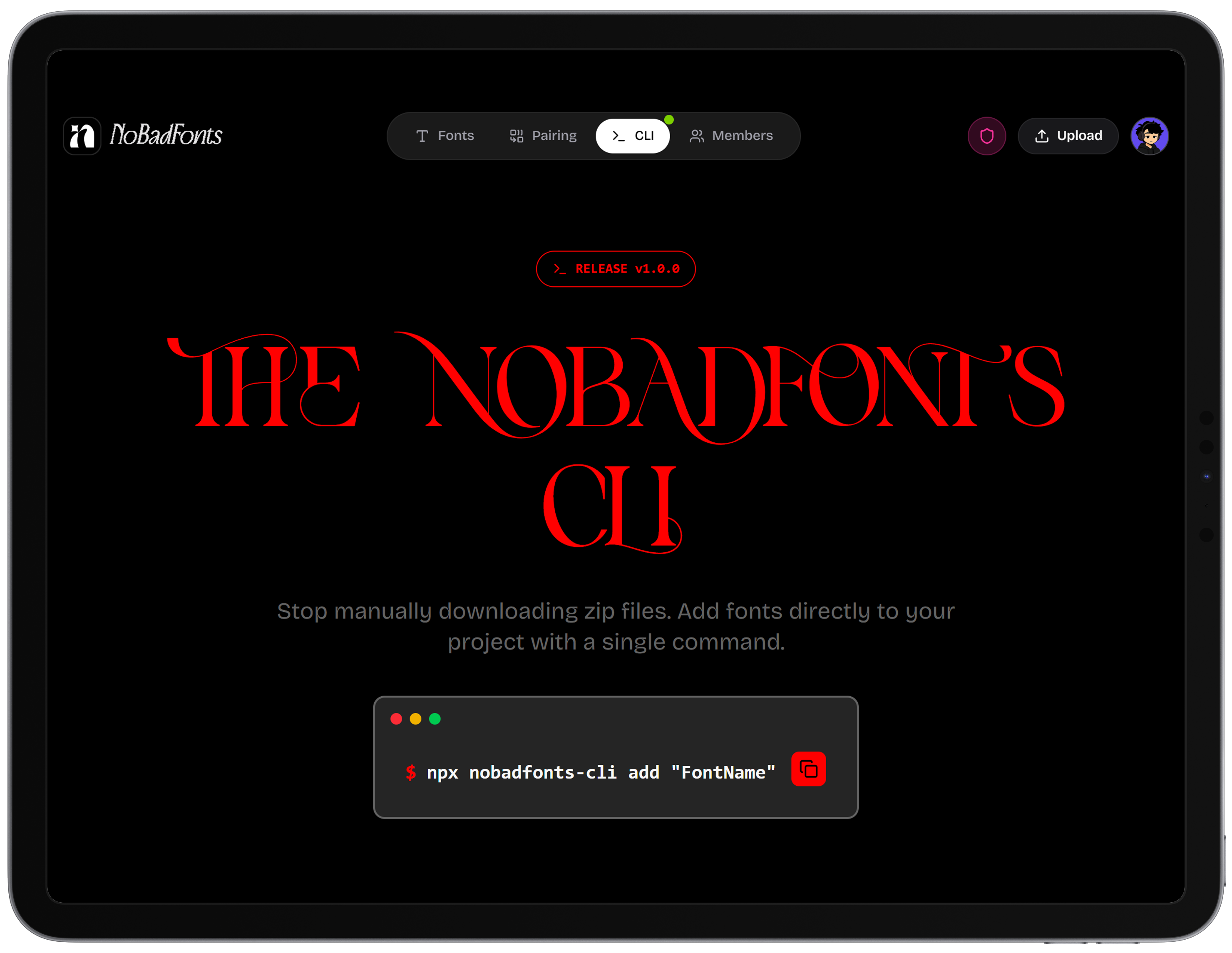 CLI tool to add fonts to the platform directly from your terminal NoBadFonts-cli